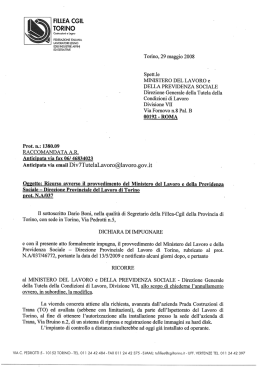 Fillea di Torino aveva fatto ricorso, con l`avv. Fausto