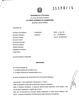 sentenza 25 settembre &ndash; 17 marzo 2015, n. 11170