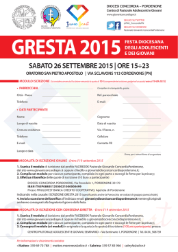 modulo iscrizione GRESTA 2015 - Pastorale adolescenti e giovani