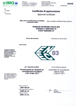&Ugrave;04320005 Cerhﬁcato dl approvazuone
