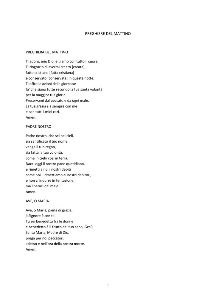Preghiera Del Mattino Ti Adoro Mio Dio