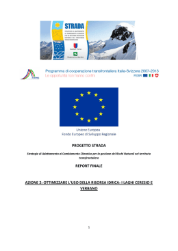 ottimizzare l`uso della risorsa idrica: i laghi