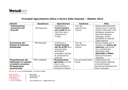 Principali Agevolazioni attive a favore delle Imprese – Ottobre 2013