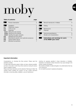 Important information Table of contents: page 1 Product description