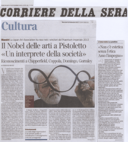 ` Nobel delle arti a Pistoletto `