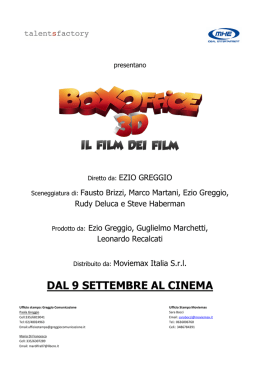 DAL 9 SETTEMBRE AL CINEMA