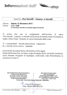 OGGETTO: &laquo;Pro Vercelli &mdash; Cesena&raquo; a Vercelli