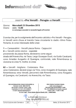 OGGETTO: &laquo;Pro Vercelli &mdash; Perugia&raquo; a VerceHi * ,