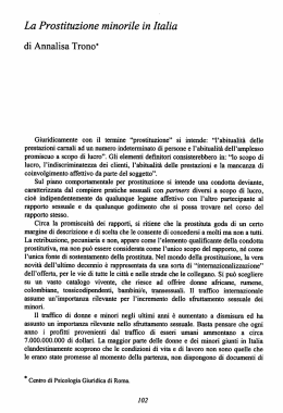 La Prostituzione minorile in Italia