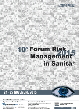 OPPORTUNIT&agrave; ESPOSITIVE - Forum Risk Management in Sanit&agrave;