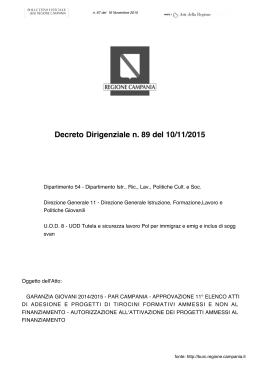 Undicesimo decreto di approvazione istanze al 30/09/2015