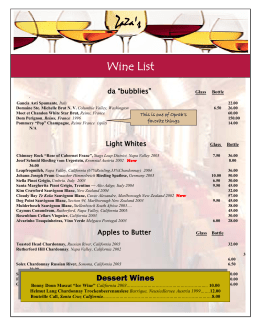 Wine List - ZaZa`s Italian Steakhouse