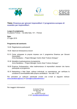 Titolo: Erasmus per giovani imprenditori: il programma