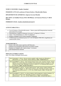 CURRICULUM VITAE NOME E COGNOME: Claudia