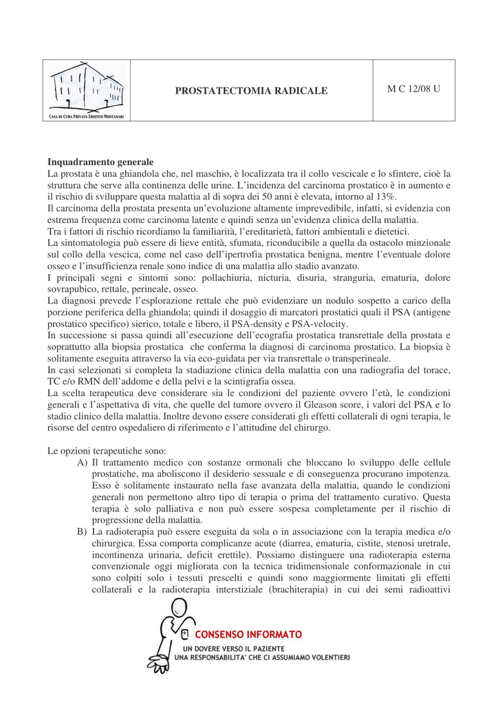 il psa nei pazienti con asportazione radicale della prostata