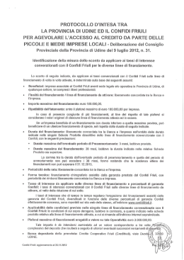 Tassi Protocollo Provincia di Udine BCC FVG