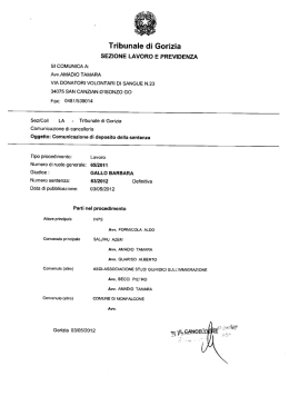 Tribunale di Gorizia SEZIONE LAVORO E PREVIDENZA