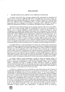 RELAZIONE La direttiva 2013/11/UE sulla risoluzione alternativa