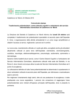 Comunicato Stampa - Azienda USL di Reggio Emilia