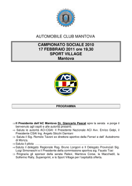 Elenco premiazione sportivi - Automobile Club Mantova