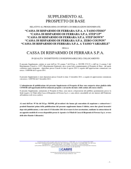 Supplemento al Prospetto di Base