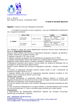 Indizione e Domanda di ammissione al Corso