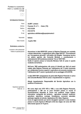 curriculum responsabile servizio agricoltura e foreste