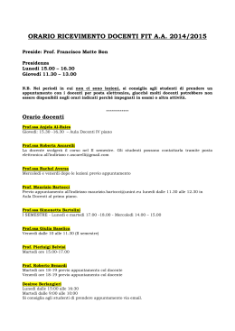 ORARIO RICEVIMENTO DOCENTI FIT A.A. 2014/2015