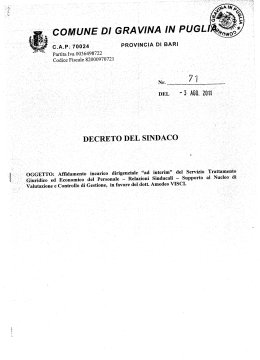 Decreto sindacale n.71 - Comune di Gravina in Puglia