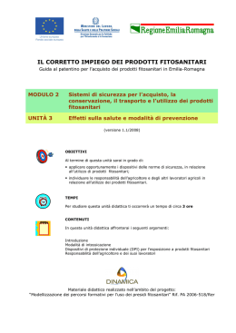 IL CORRETTO IMPIEGO DEI PRODOTTI FITOSANITARI