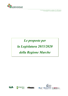 Le proposte per la Legislatura 2015/2020 della Regione Marche