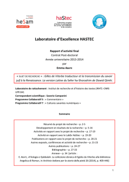 Laboratoire d`Excellence HASTEC
