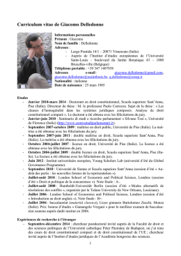 Curriculum vitae de Giacomo Delledonne - Universit&eacute; Saint