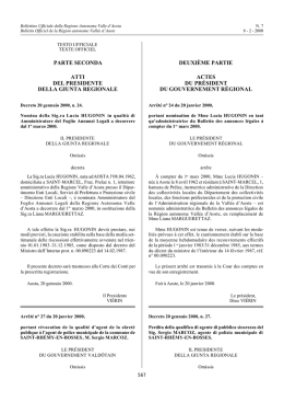 Decreto 14 gennaio 2000, n. 7. - Regione Autonoma Valle d`Aosta