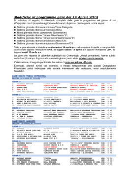 Modifiche al programma gare del 14 aprile 2014