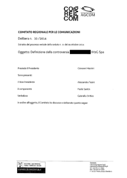 Oggetto: Definizione della controversia -/H3G Spa