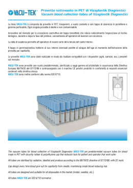 Provette sottovuoto in PET di Vizaplastik Diagnostici