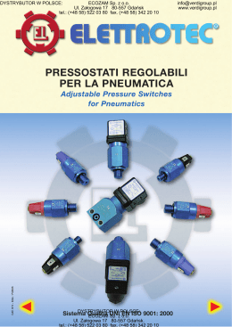 Adjustable Pressure Switches for Pneumatics