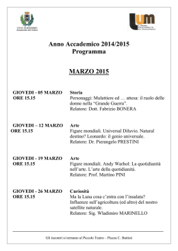 Anno Accademico 2014/2015 Programma MARZO 2015 GIOVEDI