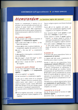 CONTROLLO dell`apprendimento I LA FRASE SEMPLICE