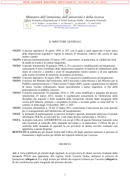 Decreto PAS prot. 10804 ammessi ed esclusi