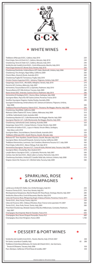 white wines sparkling, rose & champagnes dessert & port wines
