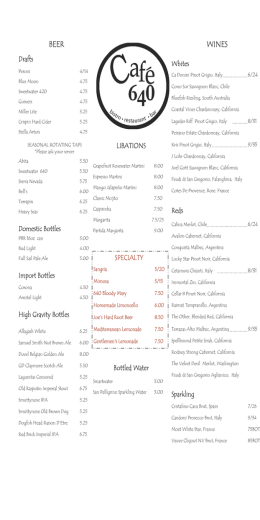 Page 1 BEER 8.00 8.00 8.00 7.50 7.50 7.5/25 9.00 Drafts Peroni