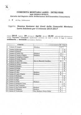 Oggetto: Nomina Revisore dei Conti della Comunit&agrave; Montana