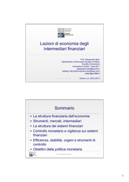 Lezioni di economia degli intermediari finanziari Sommario