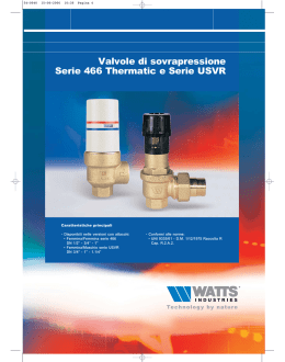 Valvole di sovrapressione Serie 466 Thermatic e