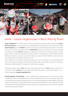 Imola - Gara 2 negativa per il Barni Racing Team