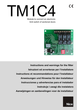 Instructions and warnings for the fitter Istruzioni ed avvertenze per l