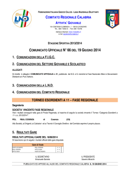 Comunicato Ufficiale n. 66 del 19 Giugno 2014
