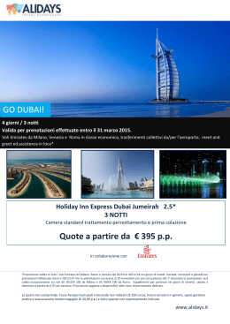 GO DUBAI! Quote a partire da € 395 p.p.